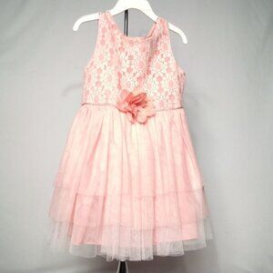 Girl Sweet Heart Rose Coral Fit & Flare Lace & Tulle Easter Sunday Dress Sz. 6X